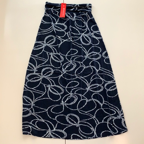 NWT Navy & White Print Maxi Skirt - Picture 1 of 5